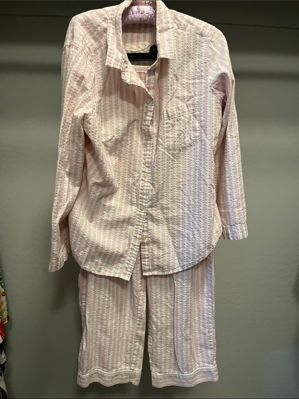 Victoria's Secret Pink and White Striped Pajama Set
